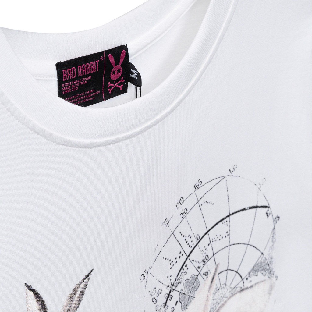 Áo Thun Unisex Bad Rabbit PLANET 100% Cotton - Local Brand Chính Hãng Trắng