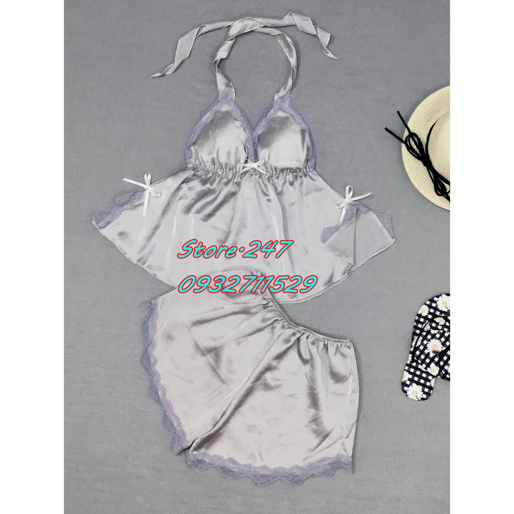 BỘ NGỦ CỘT VAI CÓ MÚT SEXY VẢI SATIN SIZE DƯỚI 55KG SIÊU MÁT SIÊU XINH LUNG LINH | BigBuy360 - bigbuy360.vn