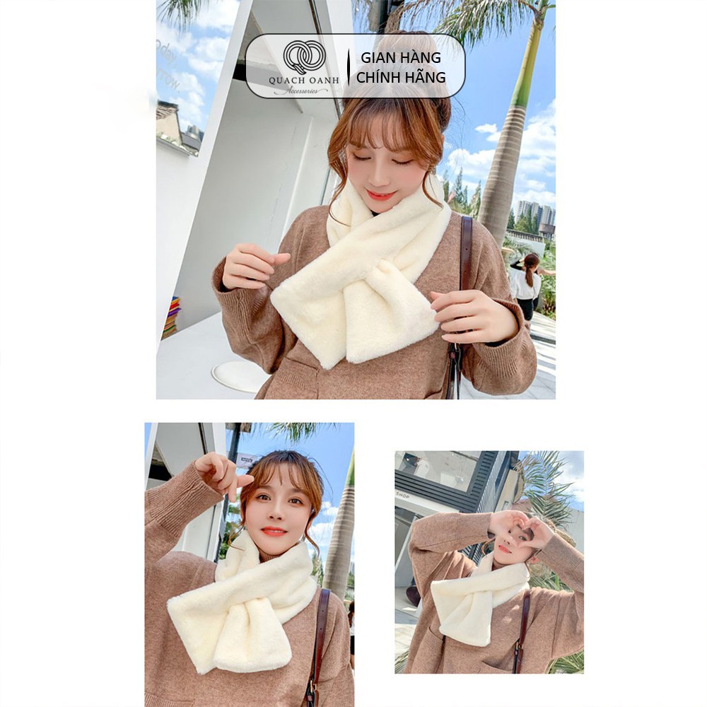Khăn quàng cổ QO ACCESSORIES cài lông nhung mềm mại ấm áp KH18