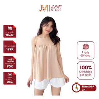 Áo hai dây trơn bo ngực đũi hàn jammy áo 2 dây trơn chun ngực nhiều màu trendy m22