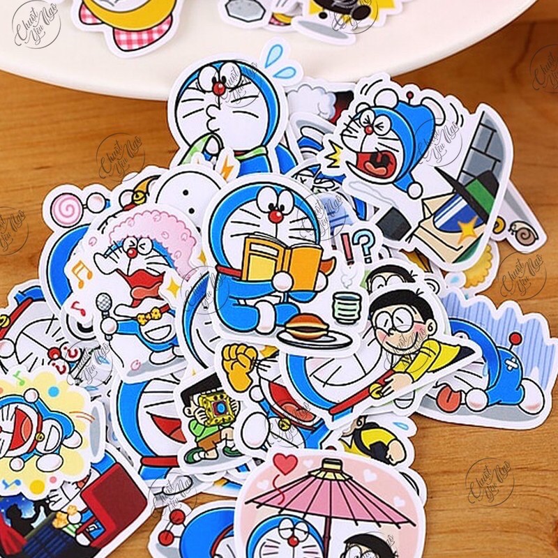 30 mẫu sticker dễ thương hình dán decal chống nước chủ đề mèo máy Đô rê mon Doraemon Cute NT 04