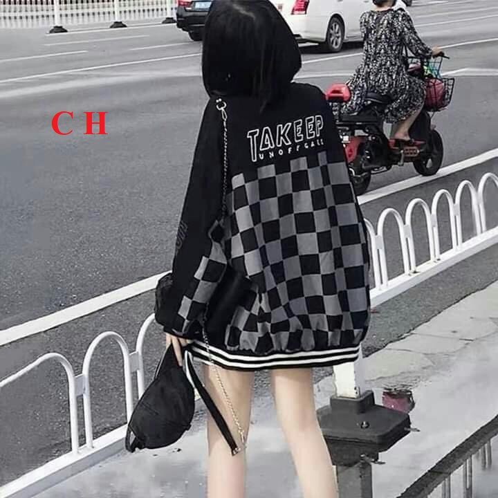 Áo khoác bomber U Karo chất tàu đanh dày dặn, áo jacket hoodies form unisex dáng thụng giấu quần chuẩn ảnh