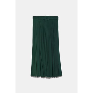 Chân váy Zara màu xanh kèm belt mẫu 2019 (Pleated Skirt)