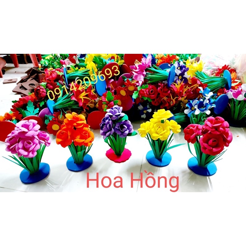 HOA CHƠI GÓC XÂY DỰNG - đồ chơi mầm non tự tạo - Xốp bitit