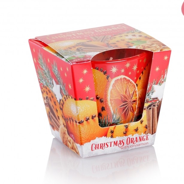 Ly nến thơm Bartek Candles BAT7950 Christmas Orange with Cinamon 115g (Hương cam, quế, bánh)