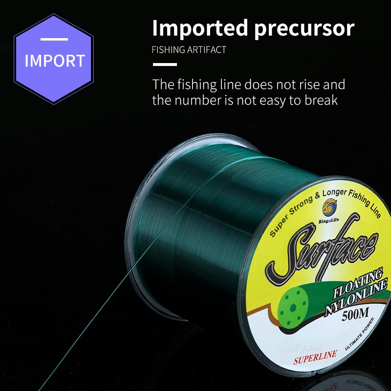 Bingolife Dây Câu Cá Biển Nylon Phủ Fluorocarbon 500m Siêu Bền Chất Lượng Cao