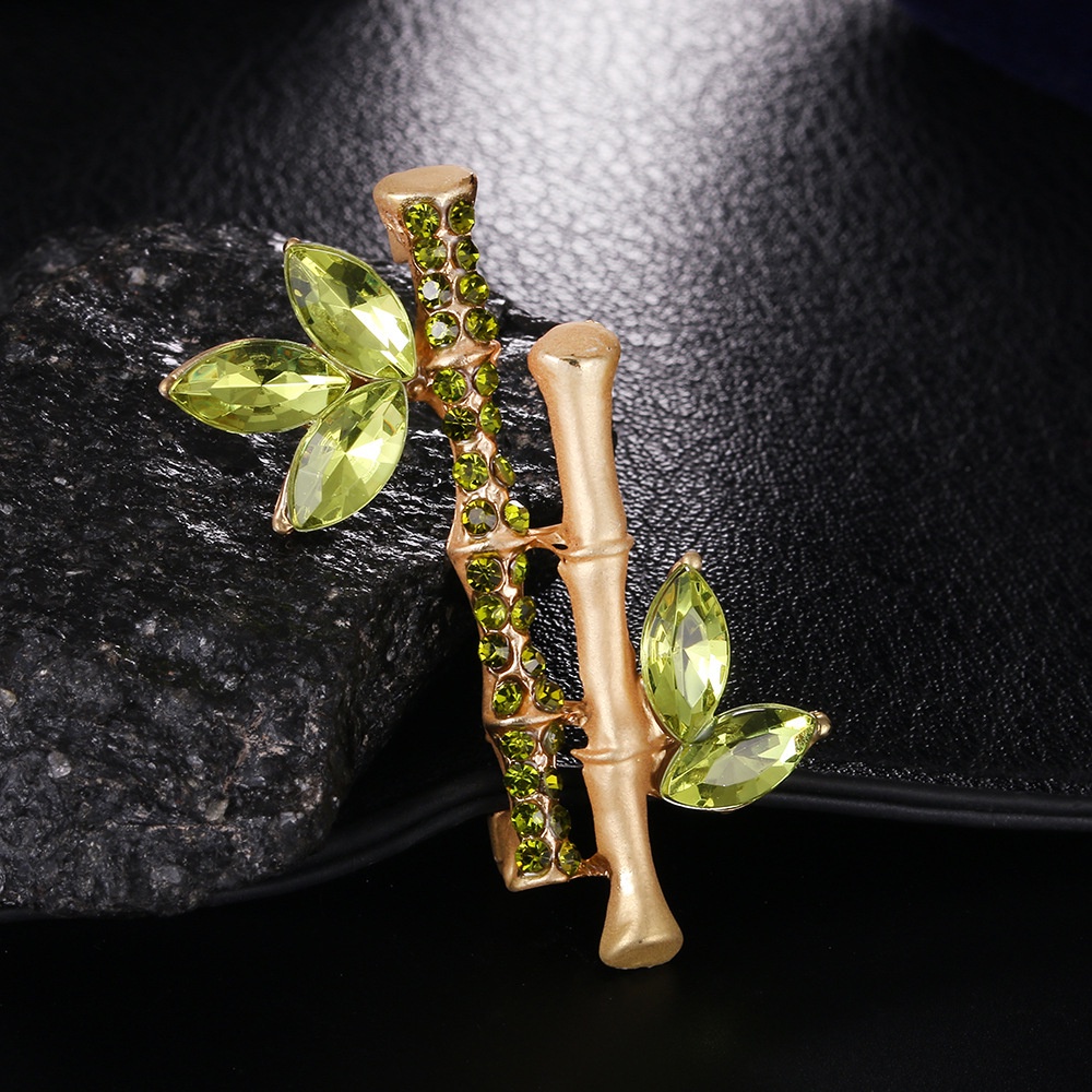 Mới Ghim Cài Áo Hình Cây Tre Đính Đá Phong Cách Retro