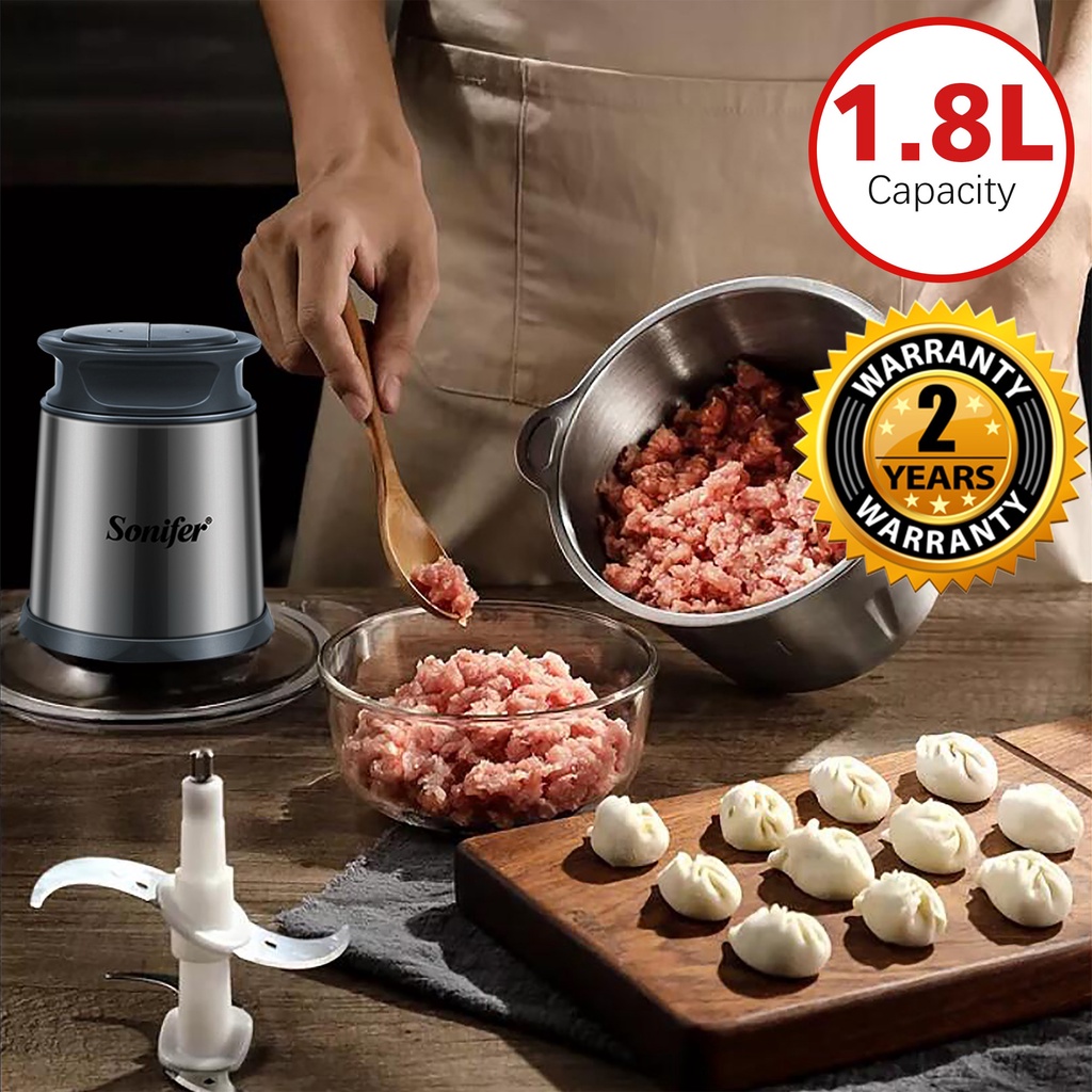 Sonifer SF-8058 Máy Xay Thịt Đa Năng Cối 1.8L Inox 304, Say Sinh Tố, Thịt, Cá, Rau Củ Hoa Quả