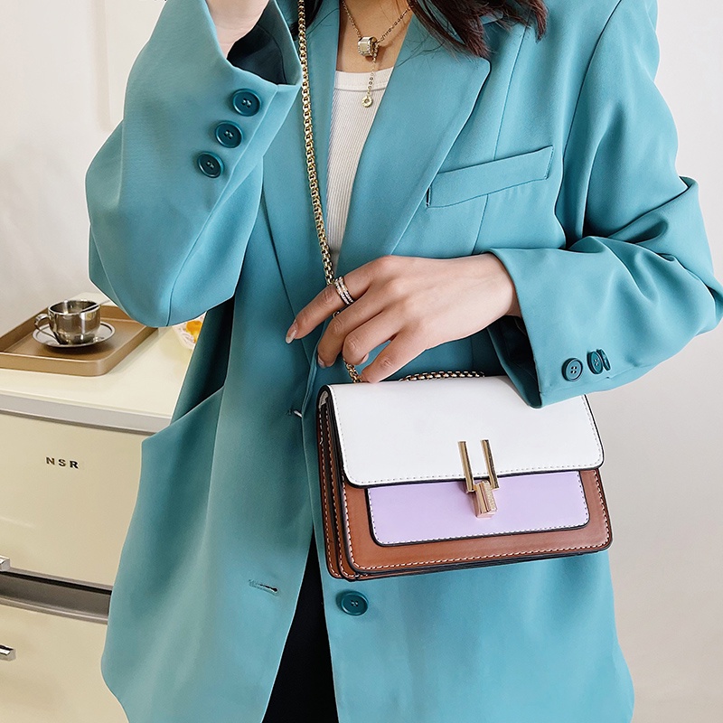 Túi Đeo Vai Hình Vuông Màu Sắc Thời Trang Phong Cách Hàn Quốc Cho Nữ