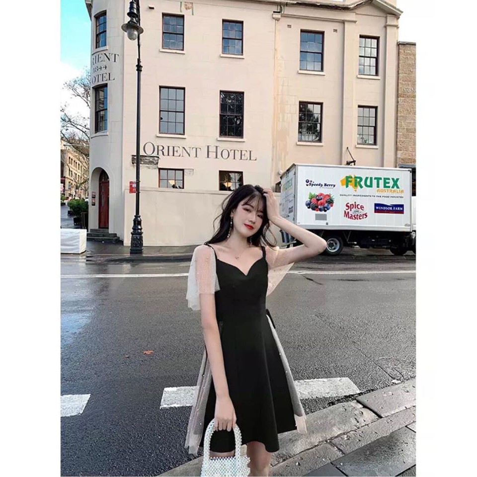 [GIÁ SỈ] [Hình thật] Đầm dự tiệc xoè lưới nhũ đính hạt nơ eo | BigBuy360 - bigbuy360.vn