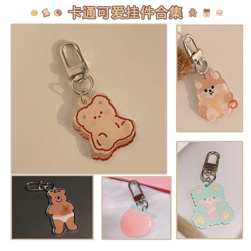 Vỏ Bảo Vệ Hộp Sạc Tai Nghe Airpods Kèm Móc Khóa Hình Gấu Koala / Quả Đào Dễ Thương