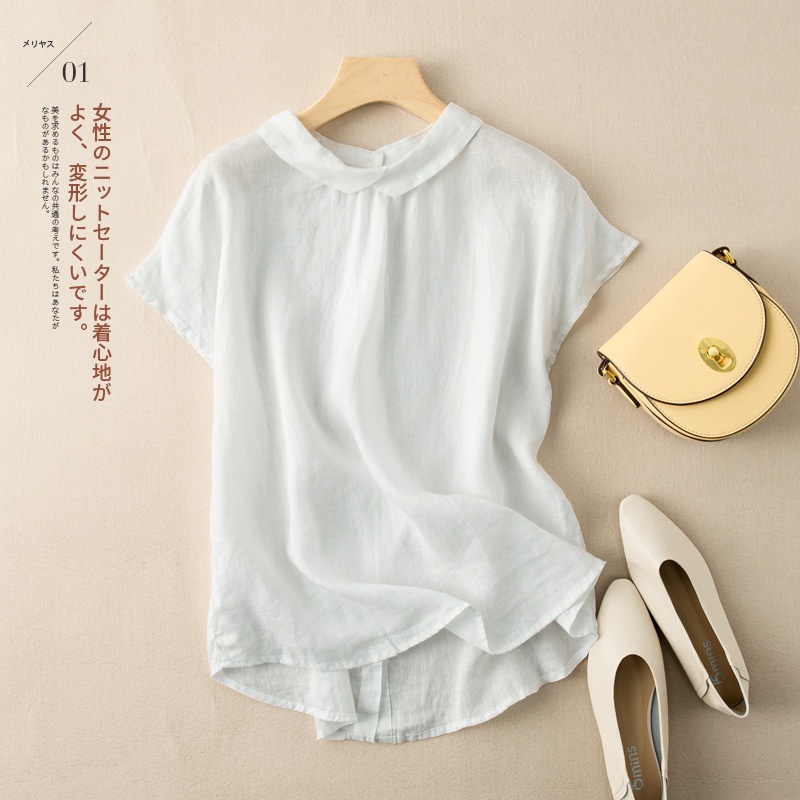 Áo cotton lanh tay ngắn thời trang