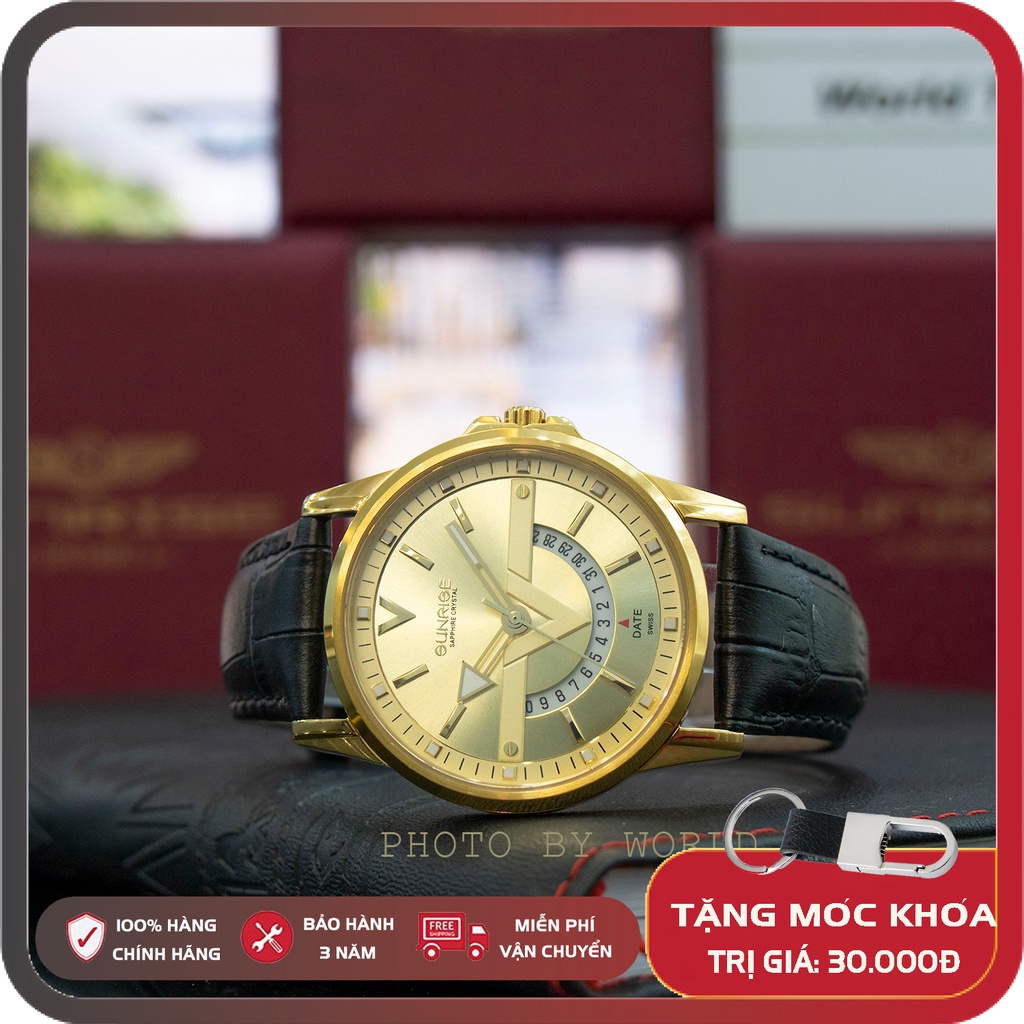 Đồng hồ nam, đòng hồ Sunrise DM1116SWA full hộp, thẻ BH 3 năm, kính sapphire chống xước, chống nước