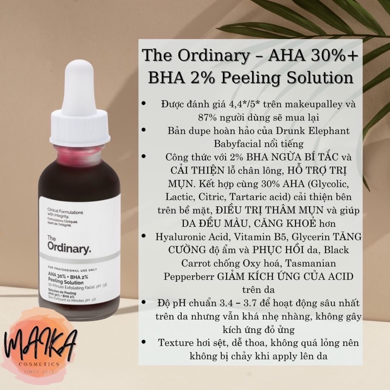 SERUM TDC THE ORDINARY AHA 30% + BHA 2% 30ML