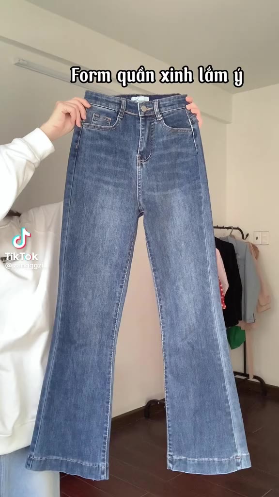 Quần Jean Nữ Ống Loe, Quần Bò Nữ Ống Loe Lưng Cao Co Giãn 3 Màu Xanh Đen Xanh Nhạt Lên From Tôn Dáng | BigBuy360 - bigbuy360.vn