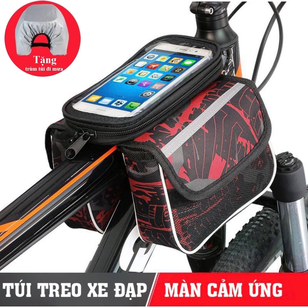 Túi Treo Sườn Xe Đạp Thể Thao Chống Nước Treo Sườn Có Ngăn Đựng Điện Thoại Cảm Ứng, Túi Treo Ghi Đông Xe Đạp 600D