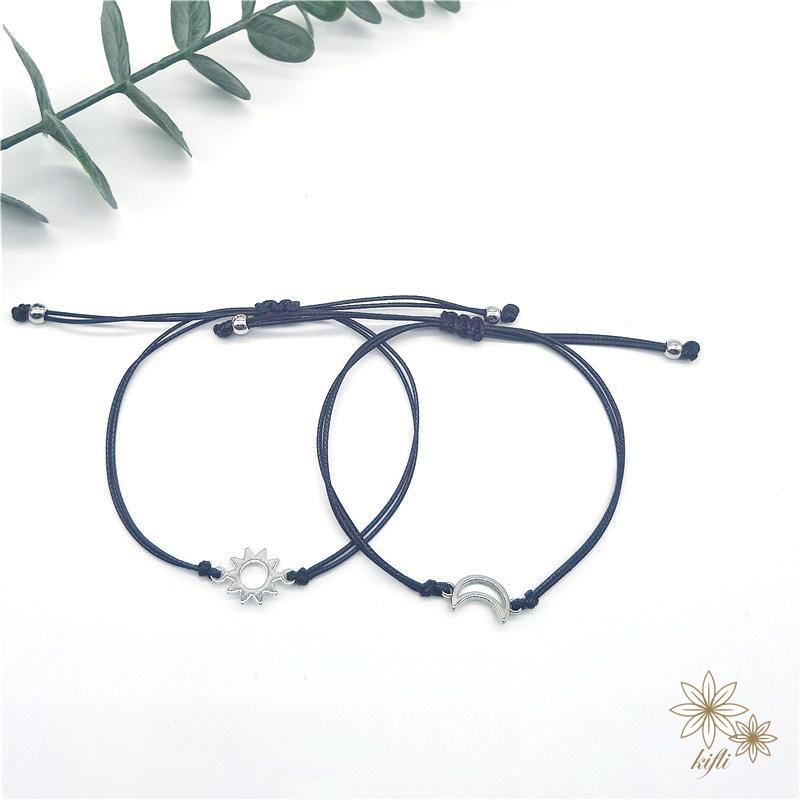 Set 2 Vòng Tay Mặt Hình Mặt Trăng Và Mặt Trời Có Thể Điều Chỉnh Kích Cỡ