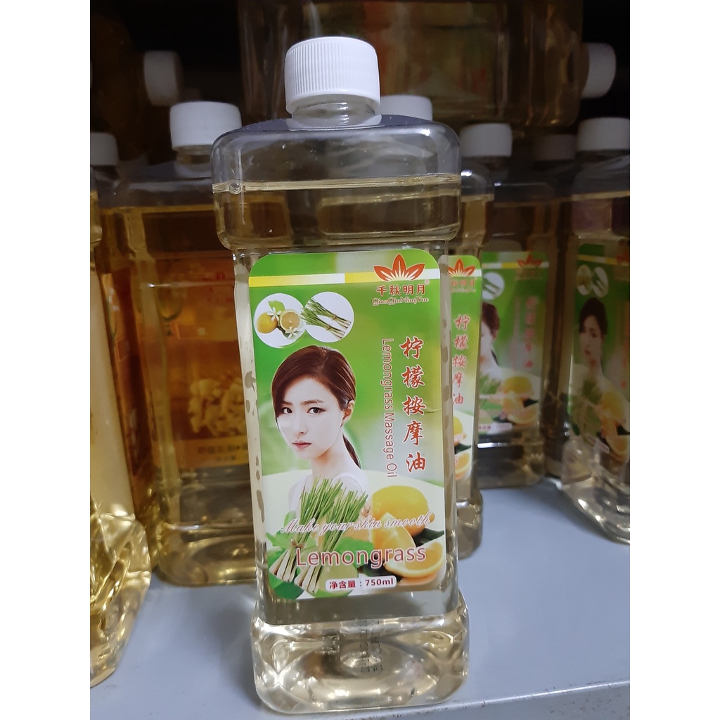 Dầu massage body gừng, hoa hồng, oải hương, sả chanh chai 750ml dùng cho spa