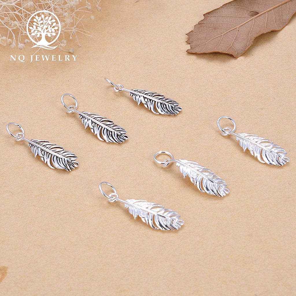 Phụ kiện Charm bạc Mặt lông vũ treo