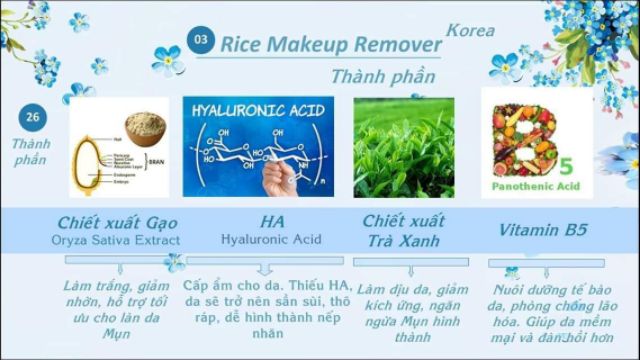 NƯỚC TẨY TRANG TINH CHẤT GẠO( RICE MAKE UP REMOVER)