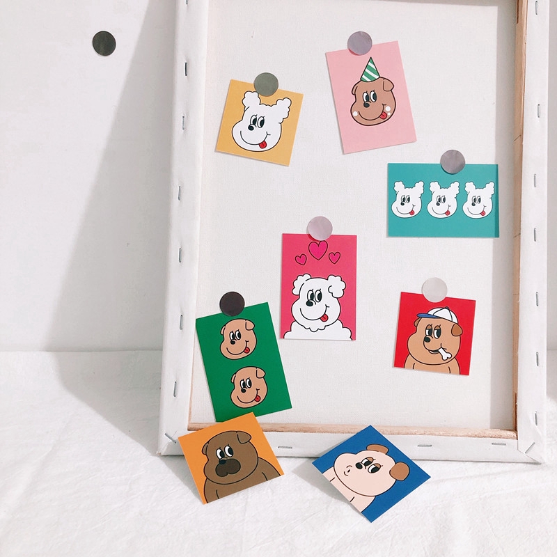 8 Picture Cards To Decorate The Room With Cartoon Dog Prints