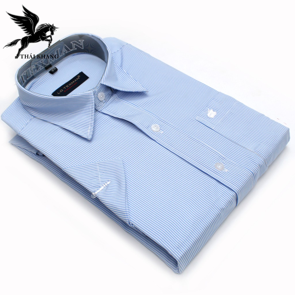 áo sơ mi nam ngắn tay sọc caro CAO CẤP form regular loại sơ mi công sở vải cotton đẹp #8