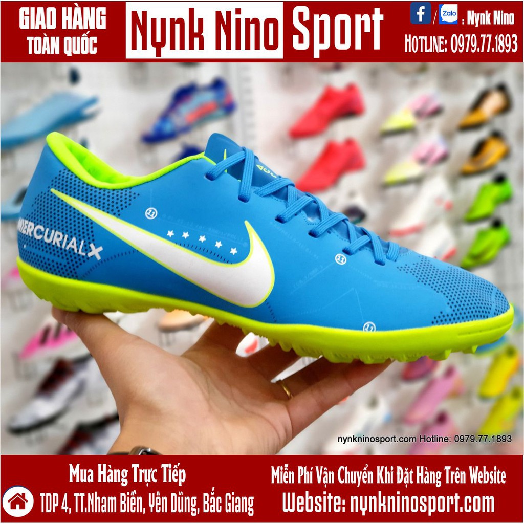 Giày Bóng Đá Mercurial Neymar Xanh Biển Vạch Trắng TF