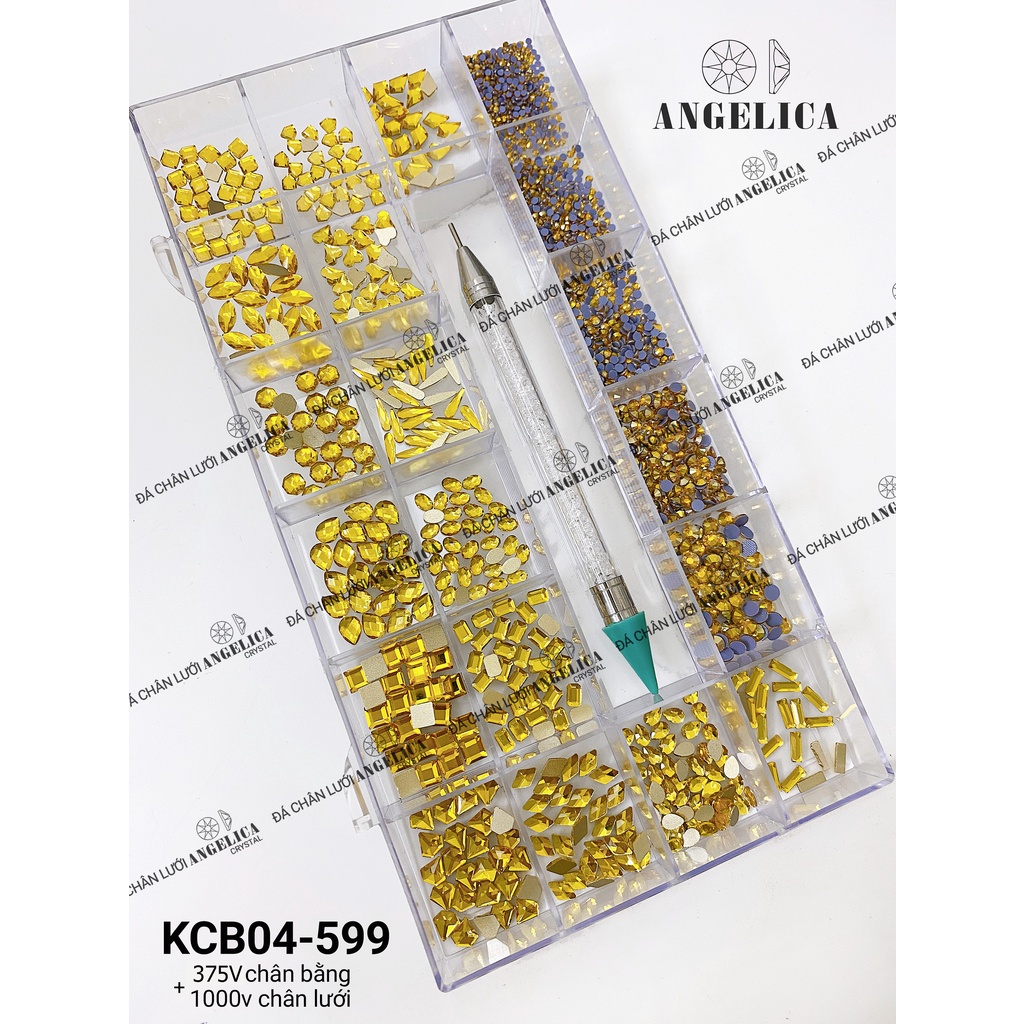 Combo Khay Đá Nail Đỏ Chân Bằng Và Chân Lưới Kèm Phụ Kiện Móng ANGELICA KCB-599