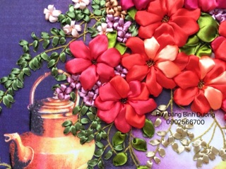 Tranh thêu ruy băng 55x55cm