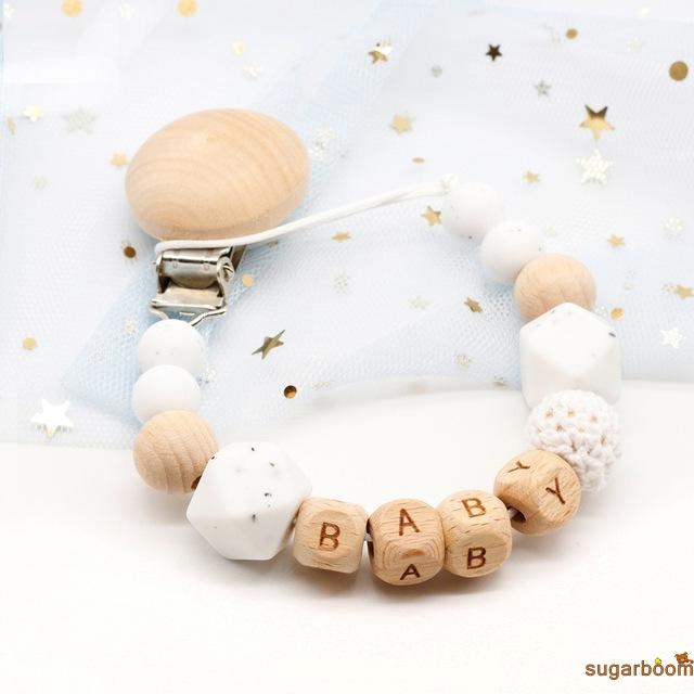 Sgm★Custom Name Silicone Pacifier Chains Teether Chain Teething Holder Shower Gift