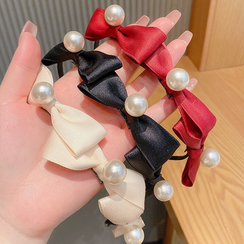 Băng Đô Đính Nơ Vải Satin Phong Cách Hàn Quốc