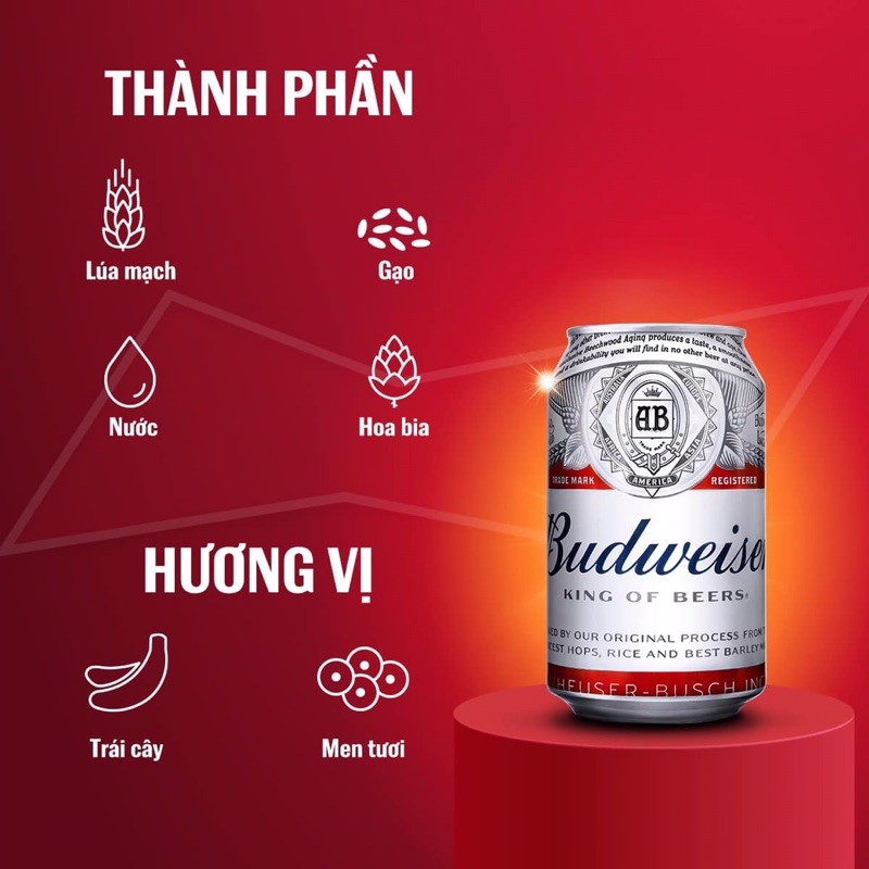 Hoả Tốc Bia Budweiser Thùng 24 Lon Cao 330ml | Chính Hãng