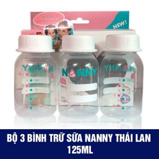 Bộ 3 bình trữ sữa NANNY THÁI LAN 125ml tiện lợi cho bé
