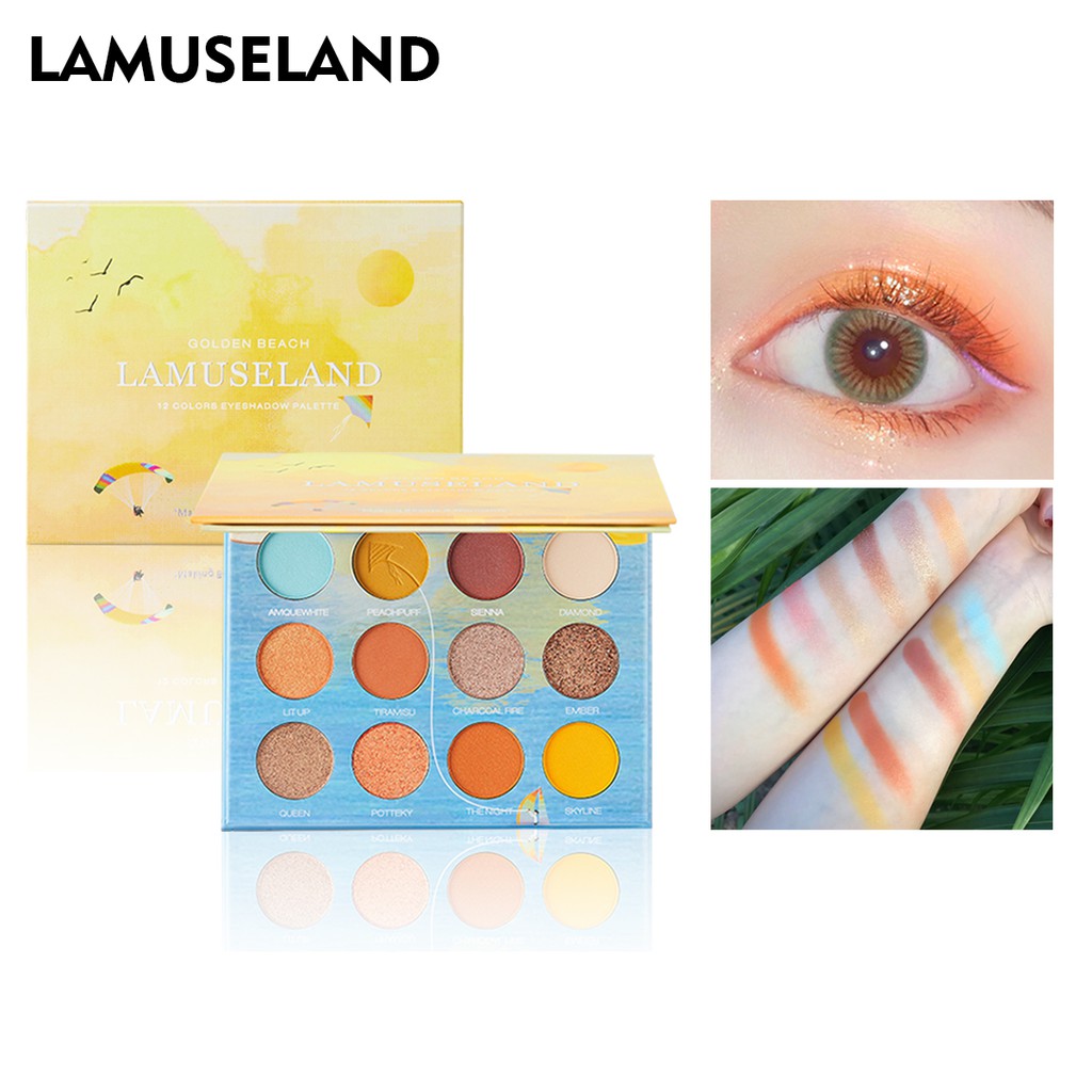 Bộ 3 mỹ phẩm trang điểm mắt LAMUSELAND LAS204 gồm mascara+bút kẻ mắt+bút kẻ lông mày+bảng phấn mắt chống thấm nước