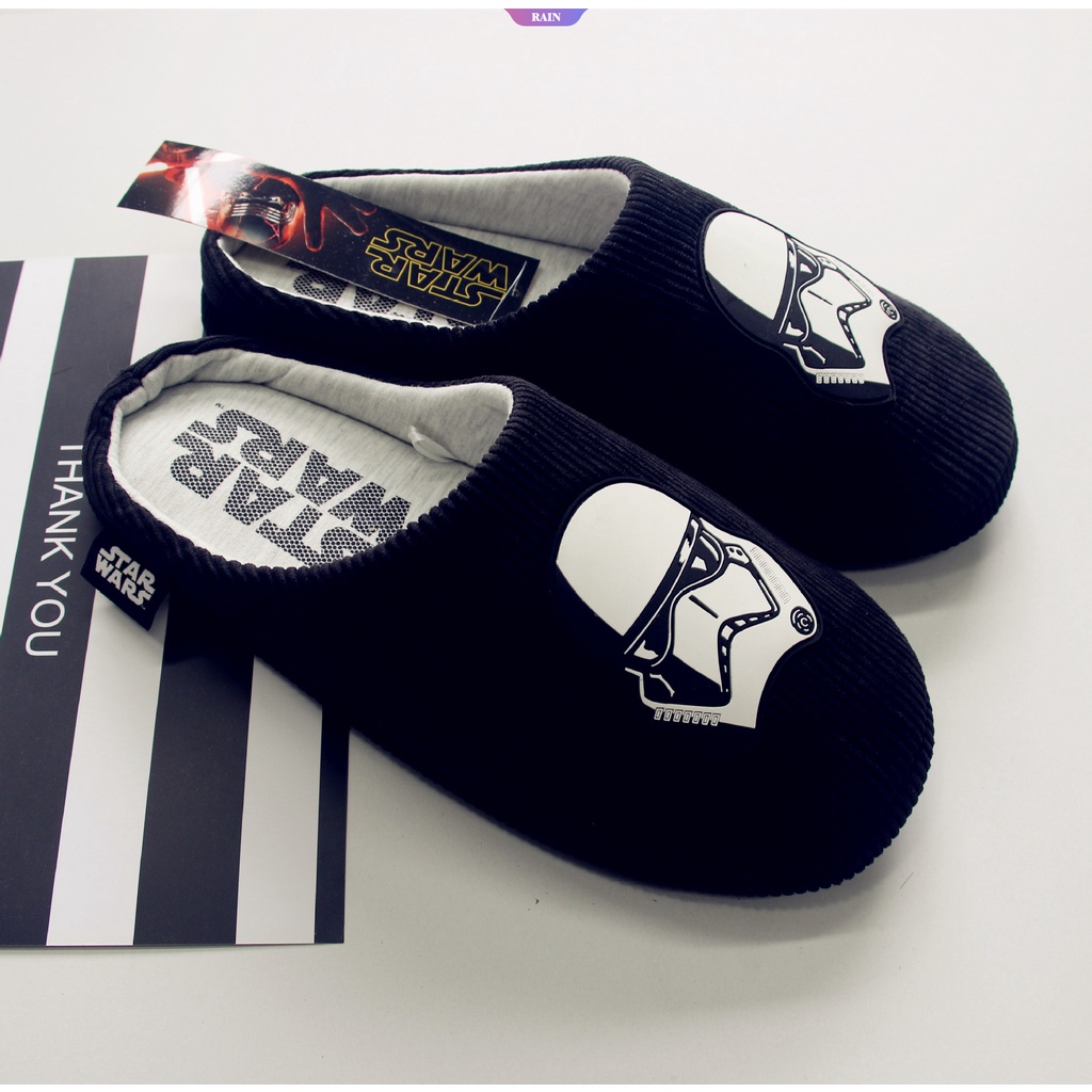 Dép Bông Đi Trong Nhà Đế Bằng Chống Trượt Giữ Ấm Mùa Xuân Thu Hình Star Wars Hoạt Hình Cho Nam [Đi Mưa]