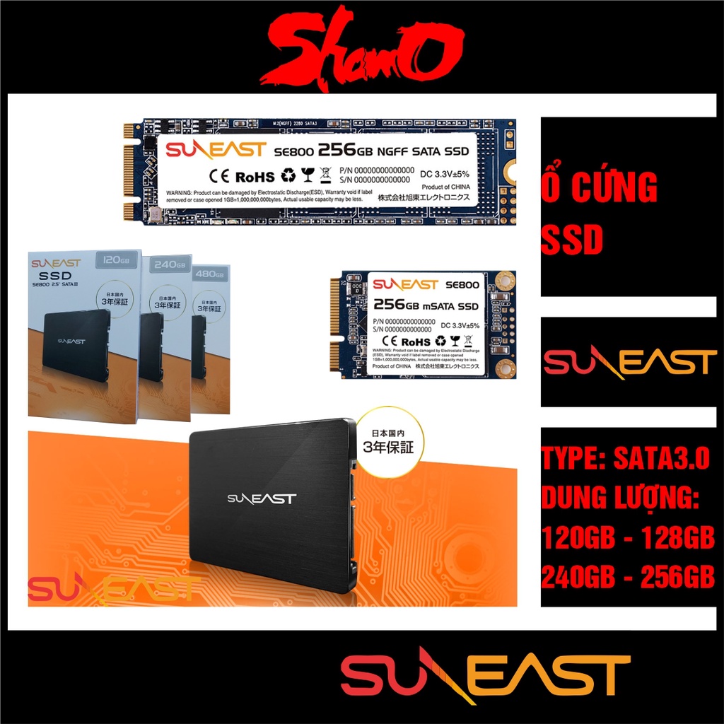 Ổ cứng SSD SunEast nội địa Nhật Bản – Bảo hành 3 năm ( SE800 2.5” SATA III – SE800 mSATA III – SE800 NGFF SATA III )