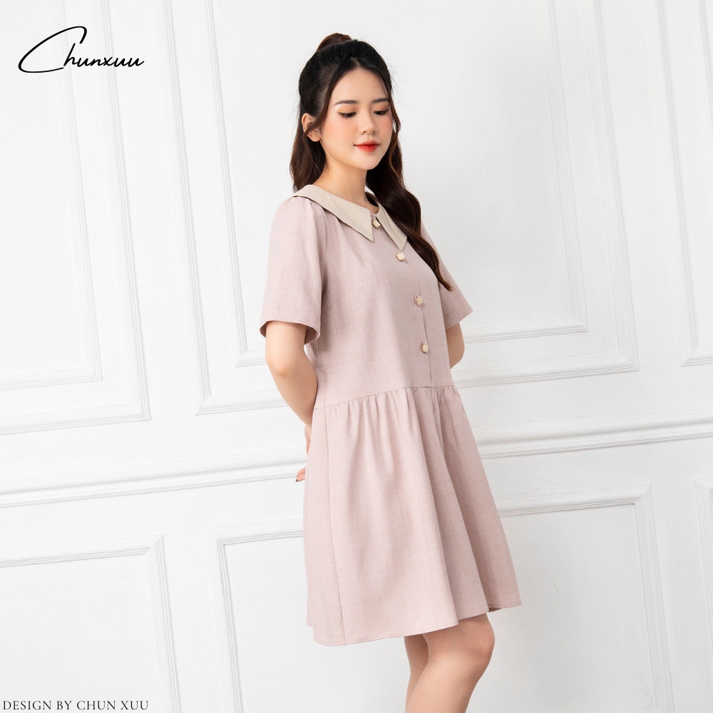 Váy nữ dáng suông phối cổ tiểu thư thiết kế, màu sắc trẻ trung thanh lịch ChunXuu V05