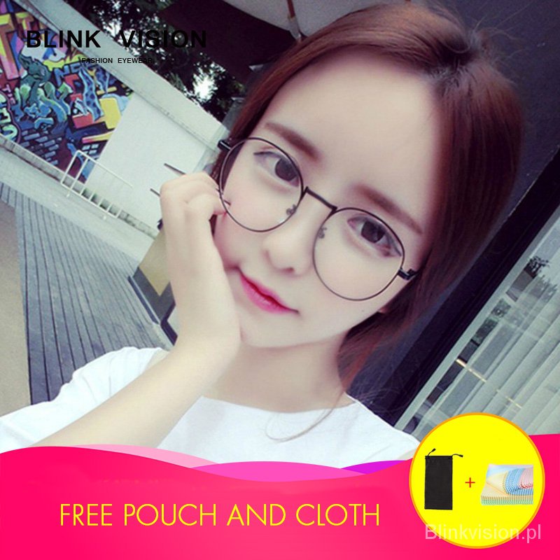 0 ~ -4.00 Kính Tròn Vintage Nam Nữ Chống Ánh Sáng Xanh Kim Loại Hàn Quốc Chống Bức Xạ Retro Kim Loại Cận Thị Kính Mắt