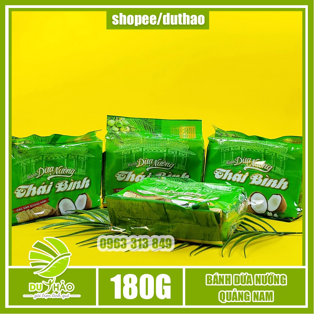 Đặc sản bánh dừa nướng gia truyền Quảng Nam thương hiệu Thái Bình túi 12 gói, bánh dừa nướng Quảng Nam chính gốc