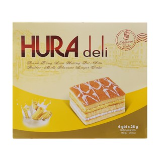 [DEAL SỐC 0Đ] Bánh bông lan hương bơ sữa Hura Deli hộp 168g