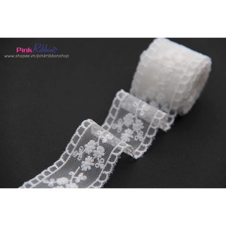 Ren trắng mỏng 3.5cm, nguyên liệu thủ công phụ liệu may mặc, phụ kiện tóc