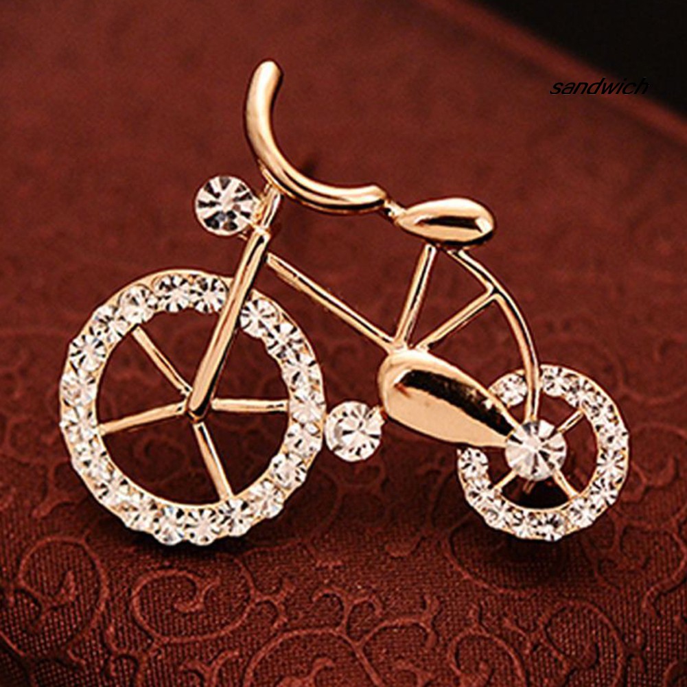 Ghim Cài Áo Hợp Kim Hình Xe Đạp Đính Đá Thời Trang Dành Cho Nữ