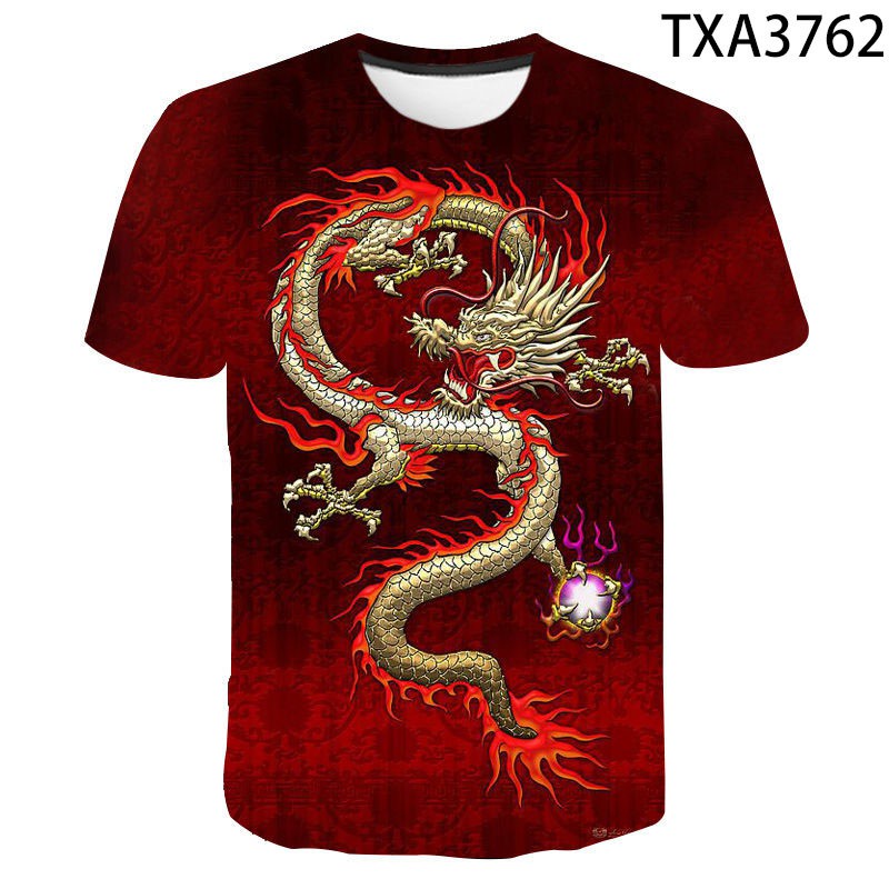 Áo Thun Tay Ngắn In Hình Rồng 3D Hai Mặt Thời Trang Mùa Hè Chất Lượng Cao Cho Nam Và Nữ