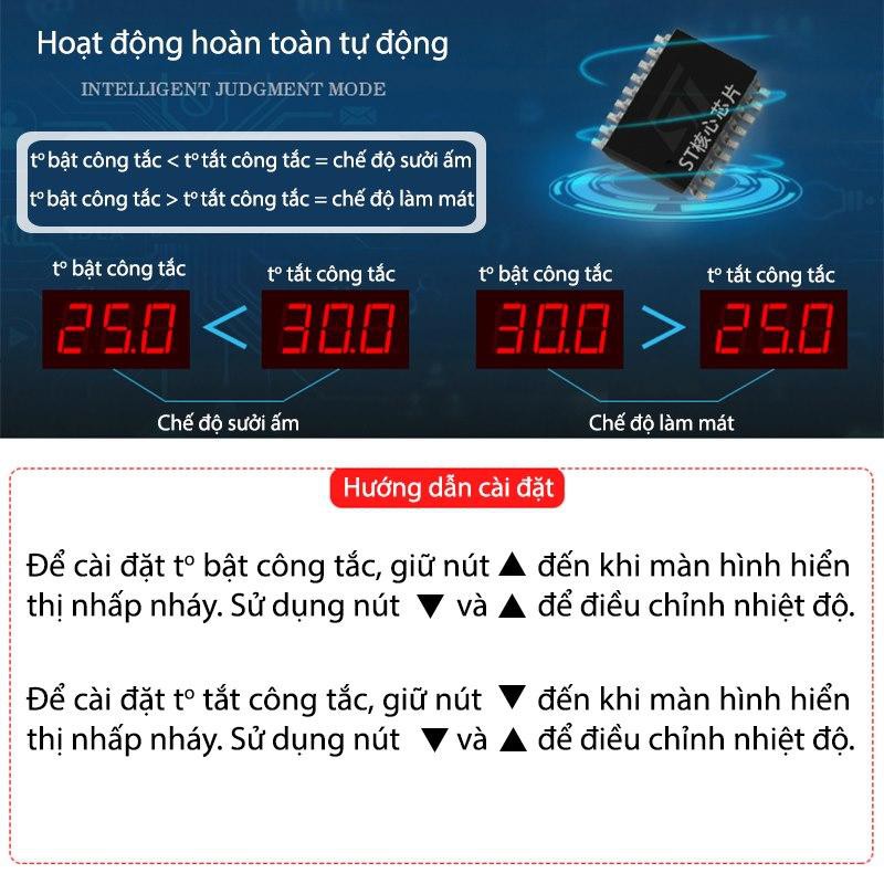 Bộ Điều Khiển Cảm Biến Nhiệt Độ 220V 10A Kỹ Thuật Số