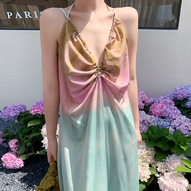 Váy lụa 2 dây màu Tie Dye