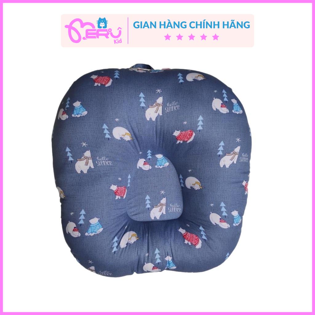 Gối chống trào ngược Meru chữ C đa năng cho bé chất cotton thấm hút mồ hôi tuyệt đối 70*70cm - Meru Kids