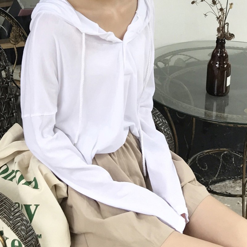 Áo Hoodies tay dài màu trơn thiết kế dáng rộng thoải mái