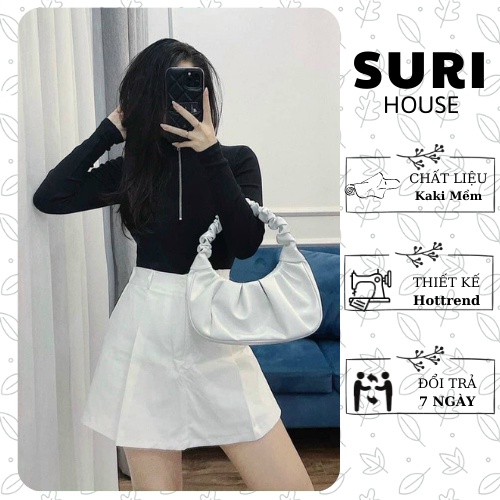 Quần short giả váy Lưng Thun, quần giả váy Chất Vải KaKi Mềm Có Lót Quần Bên Trong Lên Dáng Siêu Xinh - Suri House