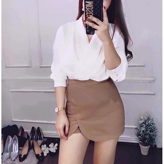 Áo sơ mi lụa đắp chéo sang chảnh gợi cảm