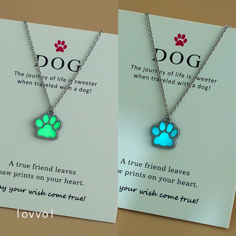 Vòng cổ Dạ Quang Hình Dấu Chân Chó/Mèo/Gấu/Cún Con Mới